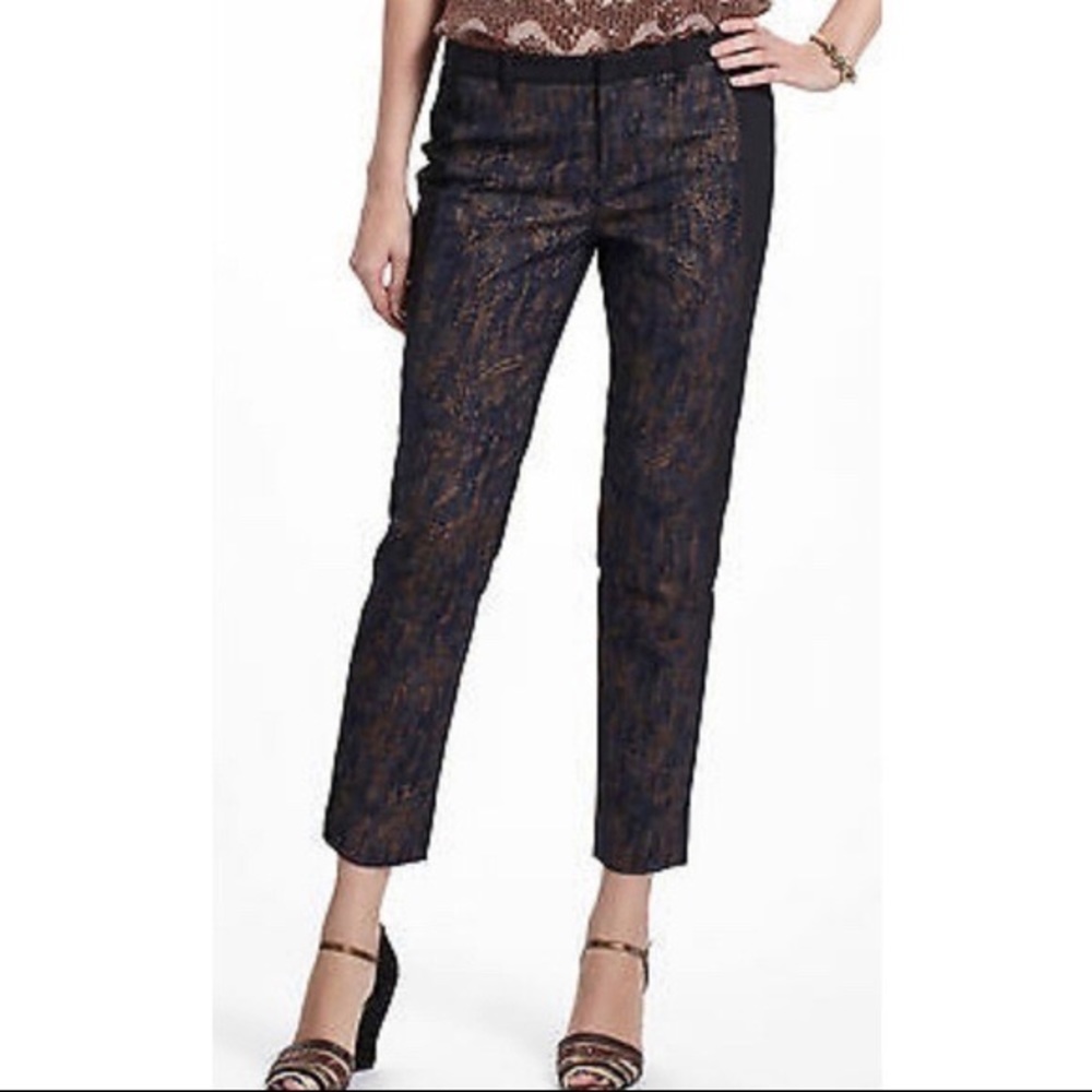 Cartonnier Anthropologie Charlie Brushstroke Trousers  Black Blue Crop Size 6